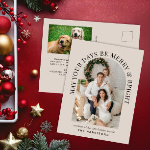 Postal Festiva Elegantes Navidades De Arco Fotográfico Merry Y Br