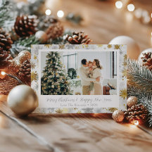 Elegantes Navidades de copos de nieve de oro y pla
