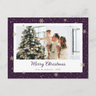 Postal Festiva Elegantes Navidades de fotografía con copos de nie