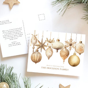 Postal Festiva Elegantes Navidades de oro Ornamentos acuáticos
