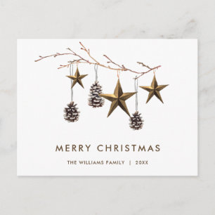 Postal Festiva Elegantes Navidades Minimalistas del Boho saludan