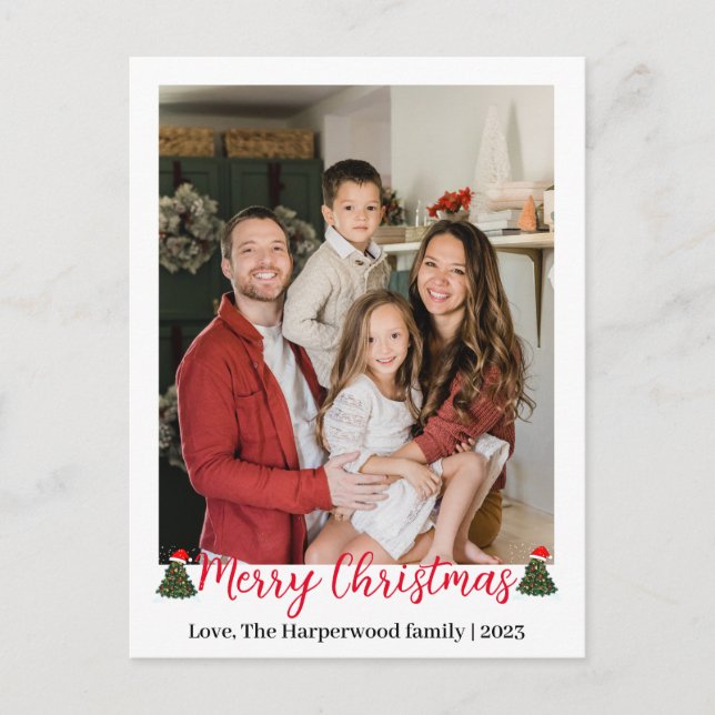 Postal Festiva Elegantes Navidades modernos vacaciones guión de f (Anverso)