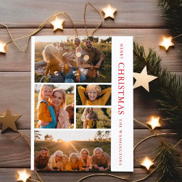 Postal Festiva Elegantes Navidades rojos y blancos 5 Collages de