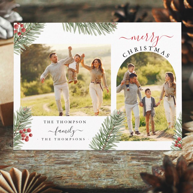 Postal Festiva Elegantes Navidades Rústicos De Pino Marco 2 Foto  (Subido por el creador)