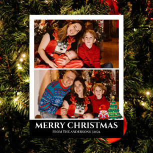 Postal Festiva Elegantes Navidades vacaciones Script Familia 2 Fo