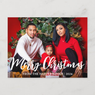 Postal Festiva Elegantes Navidades Vacaciones Script Familia Una 