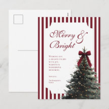 Elegantes rayas de burgundy Navidades alegres y br