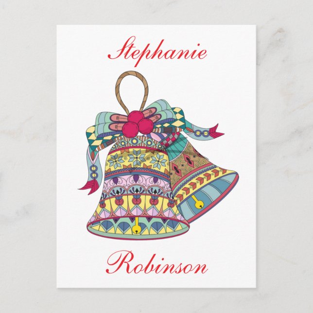 Postal Festiva Elemento de campanas de Navidades decorativos (Anverso)