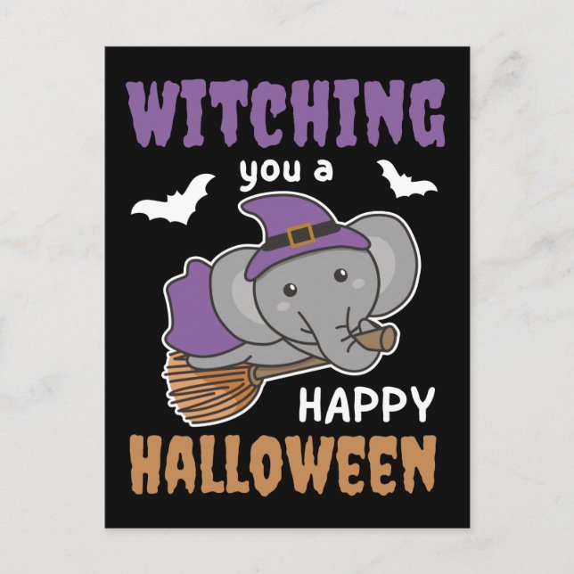 Postal Festiva Elephant Witch Witts A Happy Holida (Anverso)