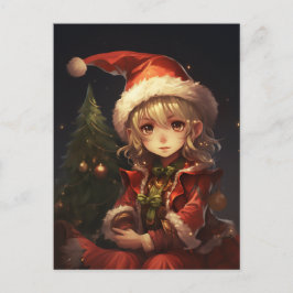 Postal Festiva Elf Navidades Cute