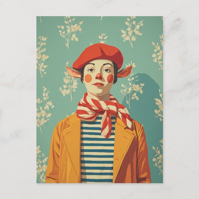 Postal Festiva Elf Navidades Retro caprichosos (Anverso)