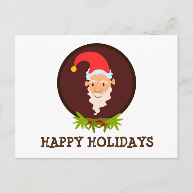 Postal Festiva Elf Portrait Happy Holidays Post Card (Anverso)