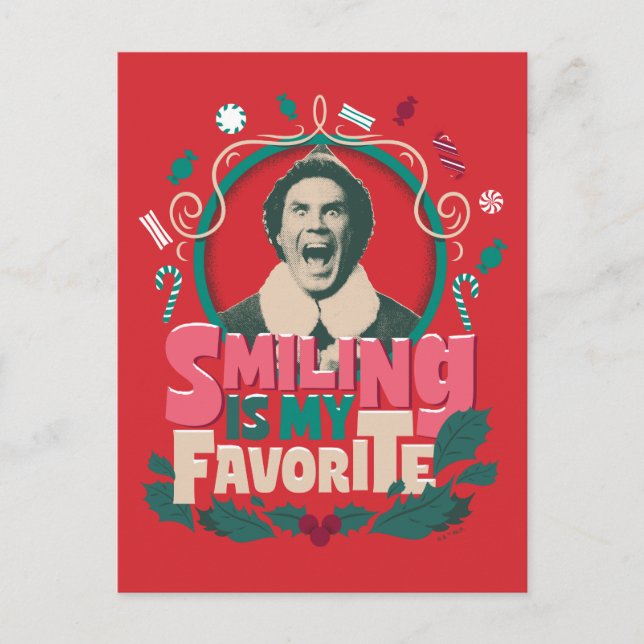 Postal Festiva Elf - Sonreír es mi favorito (Anverso)