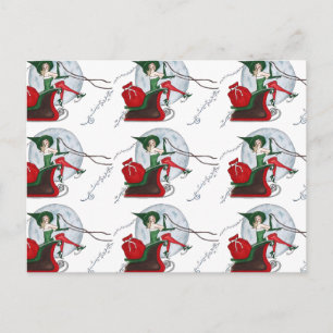 Postal Festiva Elf y Sleigh de Santa