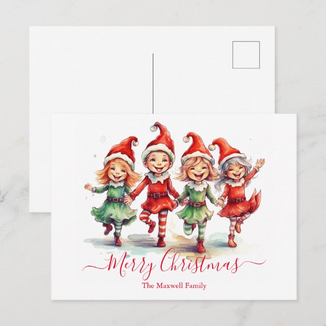 Postal Festiva elfos navidades (Anverso / Reverso)