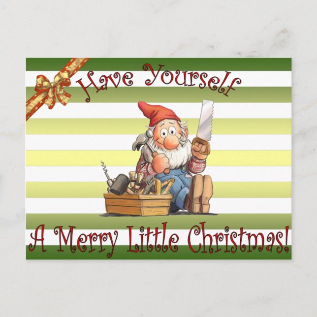 Postal Festiva Elfs del Taller de Santa ~ Elf del Cuadro de herra (Anverso)