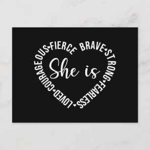 Postal Festiva Ella Es Amada, Valiente Y Valiente Fearle