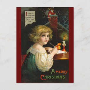 Postal Festiva Ellen H. Clapsaddle - Chica de Navidades que escri