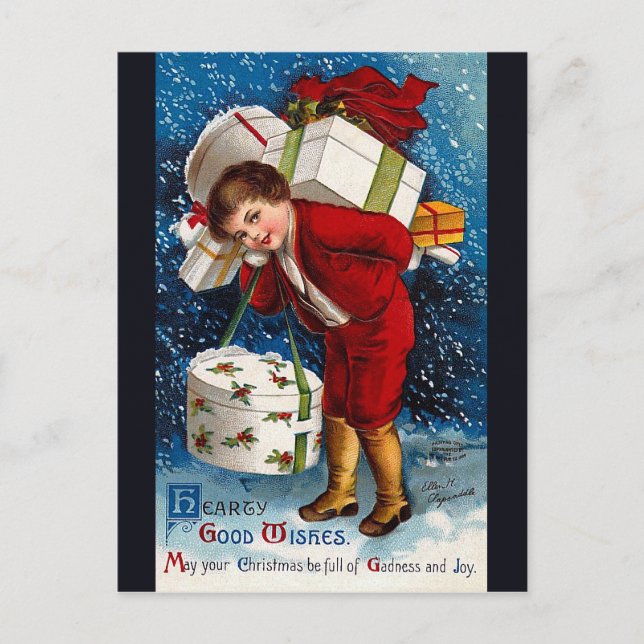 Postal Festiva Ellen H. Clapsaddle - Navidades (Anverso)