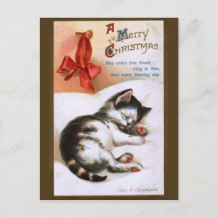Postal Festiva Ellen H. Clapsaddle: Navidades Kitten