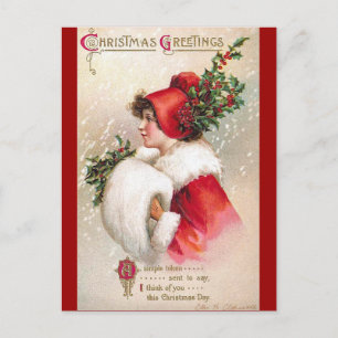Postal Festiva Ellen H. Clapsaddle - Navidades mujeres en rojo