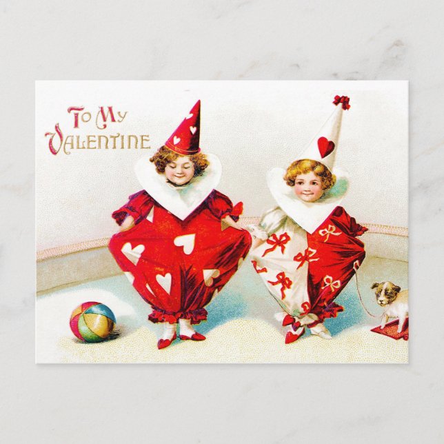 Postal Festiva Ellen H. Clapsaddle Pierrot Children Valentine (Anverso)