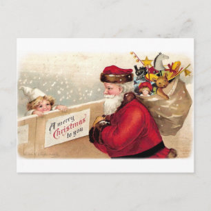 Postal Festiva Ellen H. Clapsaddle - Santa con niño