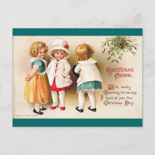 Postal Festiva Ellen H. Clapsaddle - Tres Chicas Cute