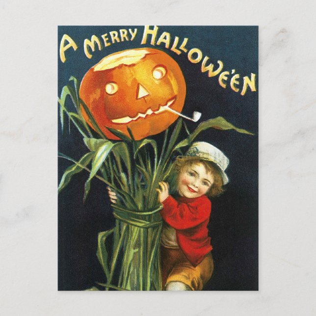 Postal Festiva Ellen H. Clapsaddle: Un feliz Halloween (Anverso)