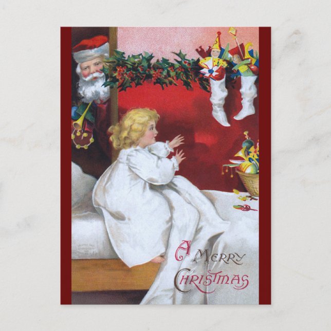Postal Festiva Ellen H. Clapsaddle: Viendo Santa (Anverso)