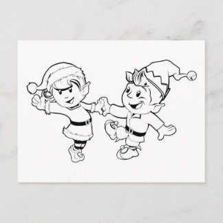 Postal Festiva Elves Navidades bailando