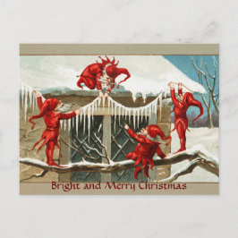 POSTAL FESTIVA ELVOS ROJOS DIVERSOS Y DECORACIÓN DE NAVIDADES CON