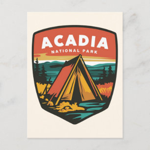 Postal Festiva Emblema de Campamento del Parque Nacional Acadia