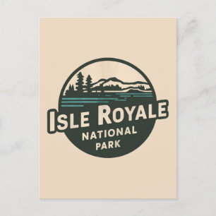 Postal Festiva Emblema retro del Parque Nacional Isle Royale