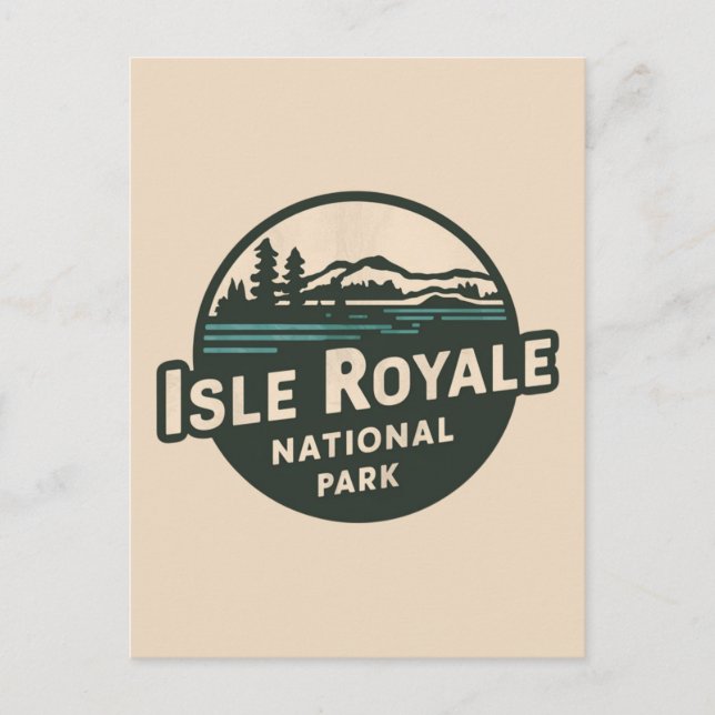 Postal Festiva Emblema retro del Parque Nacional Isle Royale (Anverso)