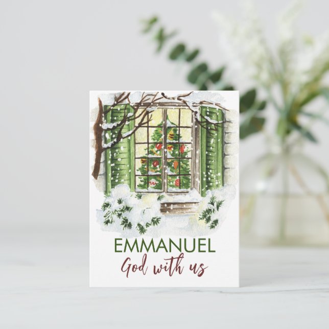 Postal Festiva Emmanuel Dios con los Navidades de Ee.Uu. Verse de (Anverso de pie)