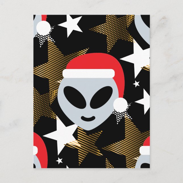Postal Festiva emoji alienígena de santa (Anverso)