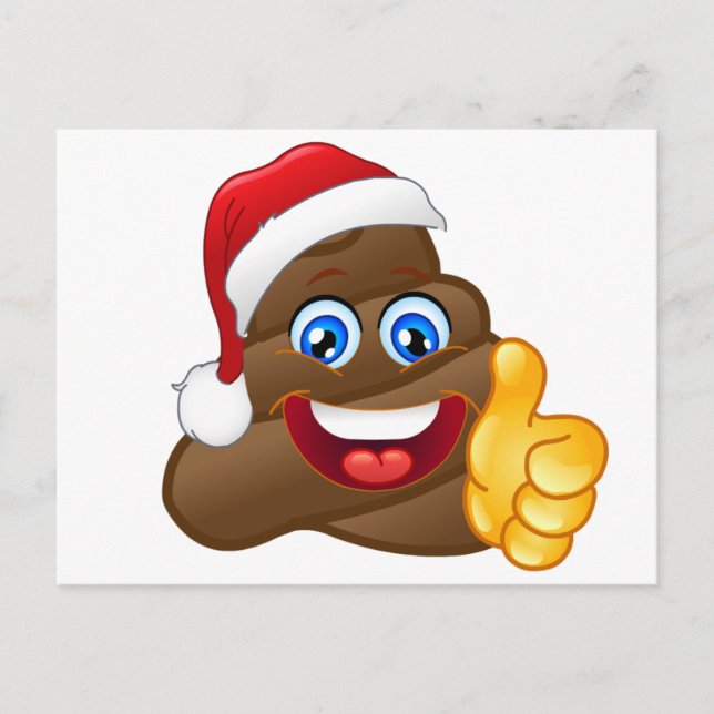 Postal Festiva Emoji brillante de Santa Poop (Anverso)