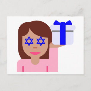 Postal Festiva emoji de giro de pelo de chanukkah