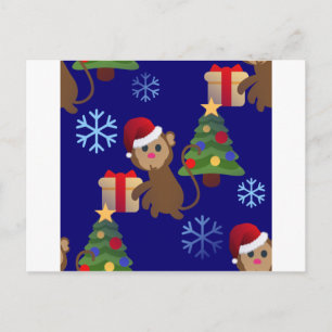 Postal Festiva emoji de monos navidades santa