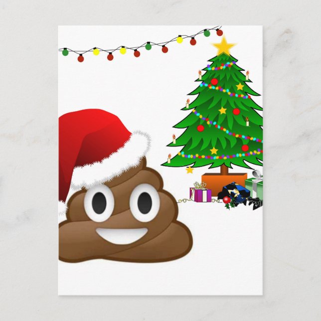 Postal Festiva emoji de poo de navidades (Anverso)