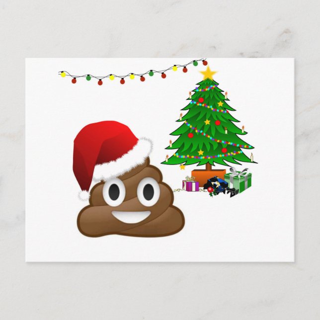Postal Festiva emoji de poo de navidades (Anverso)