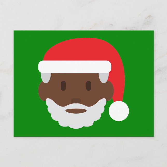 Postal Festiva emoji negra de Papá Noel (Anverso)