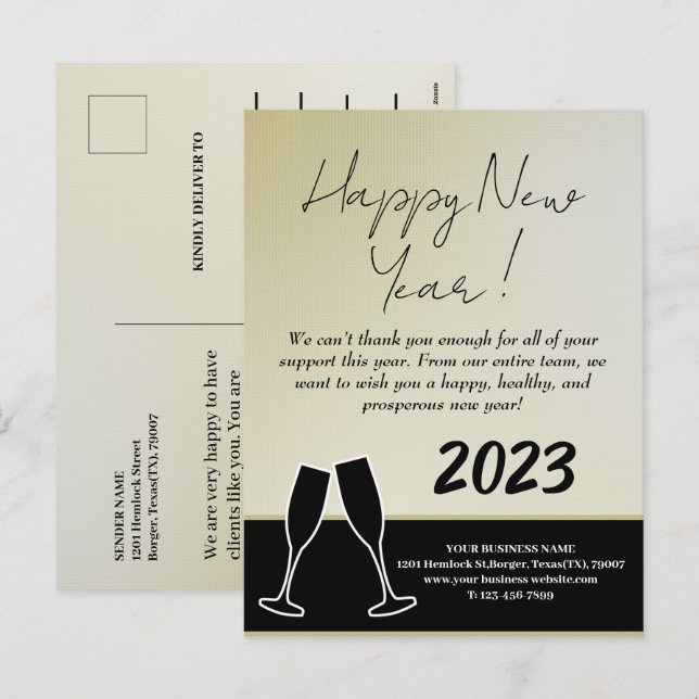 Postal Festiva Empresas modernas Feliz Año Nuevo 2023 (Anverso / Reverso)