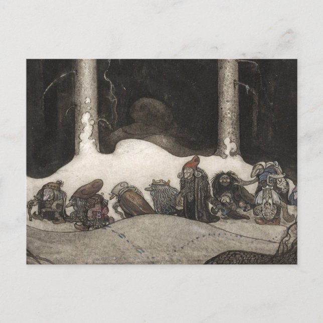 Postal Festiva En la noche de los Navidades, 1913 por John Bauer (Anverso)
