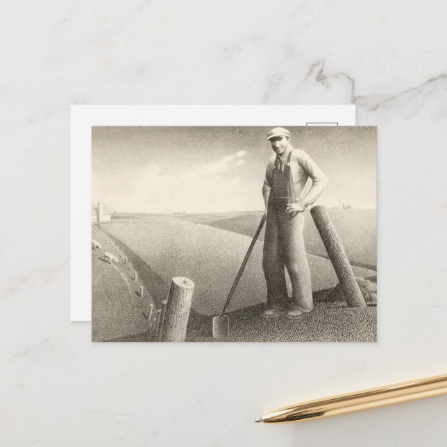 Postal Festiva En primavera por Grant Wood (Anverso/Reverso In Situ)