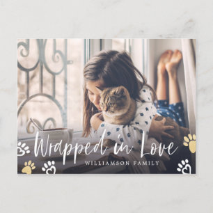 Postal Festiva Enamorado   Mascota Paw Print Animal Photo