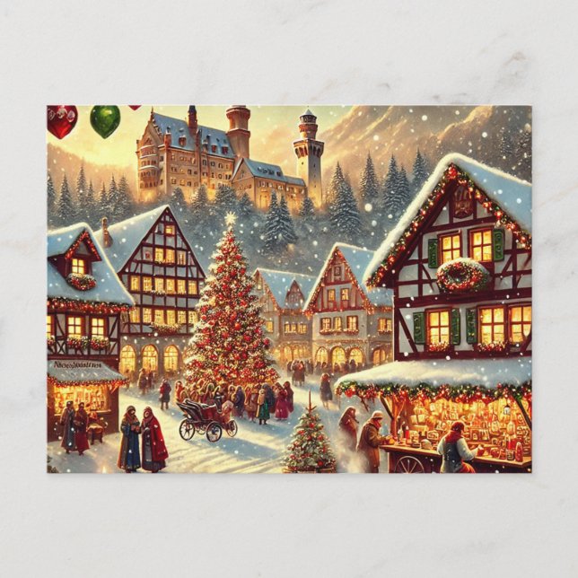 Postal Festiva Encantador diseño de Navidades alemanes - Nostálgi (Anverso)