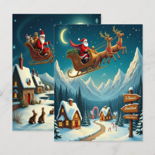 Postal Festiva Encantador papel pintado de pueblo invernal de Nav