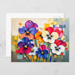 Postal Festiva Encantadora pansia con un estilo abstracto moderno